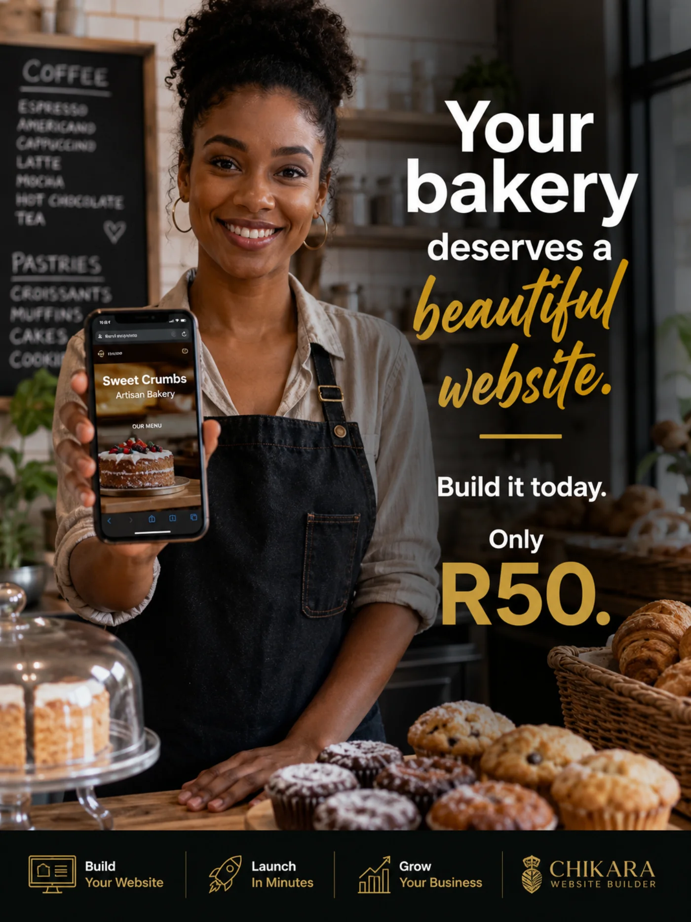 Website Builder campaign creative: A beautiful website for your bakery