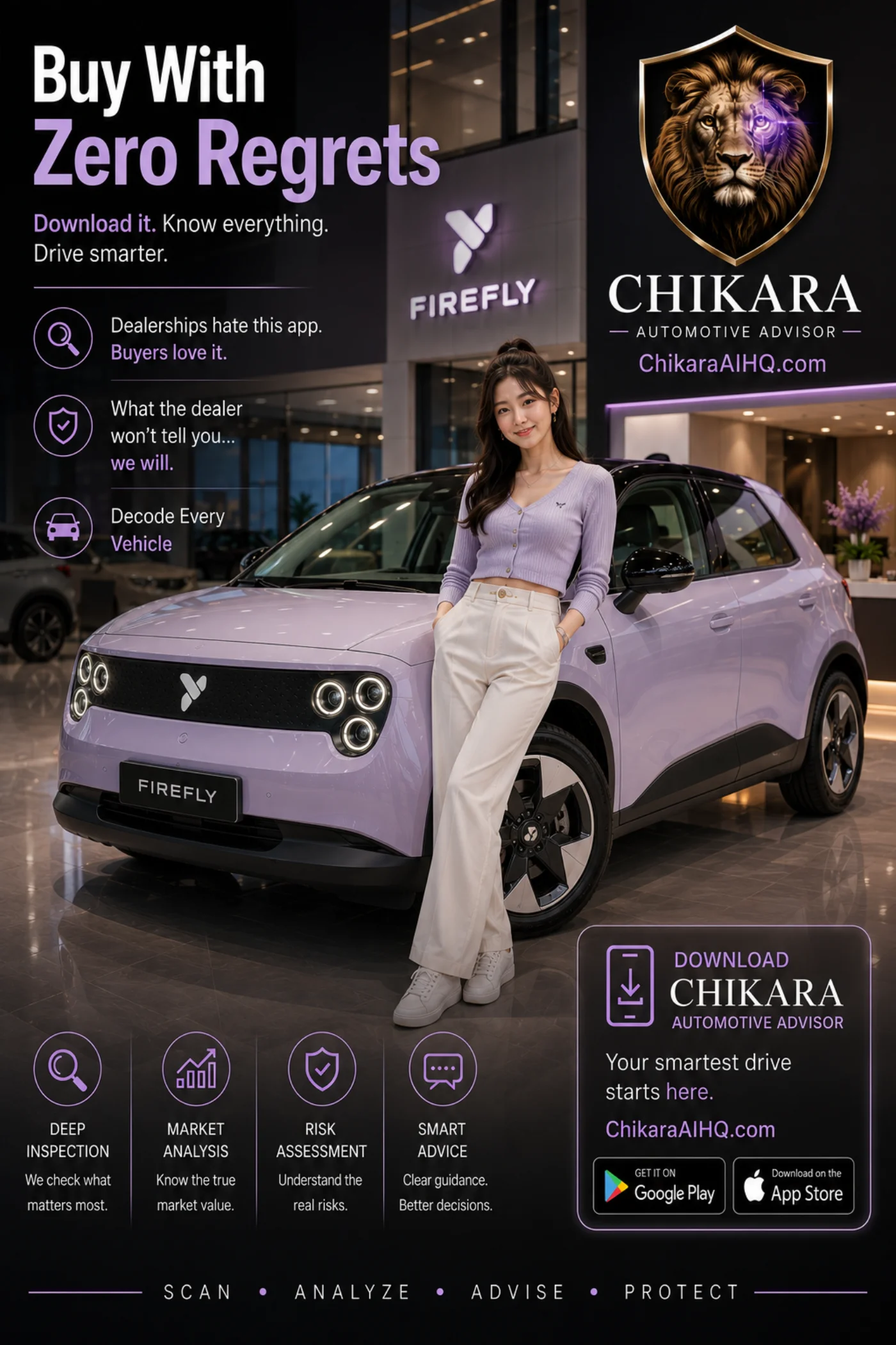 Automotive Advisor campaign creative: Buy with zero regrets